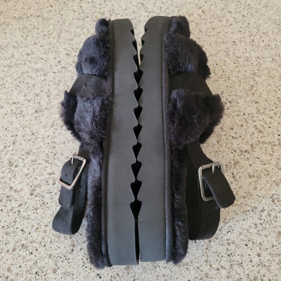 Koolaburra by UGG Fuzz'd Out Womens Slingback Sandals Black NWOT✨️sz 8 - Picture 11 of 13